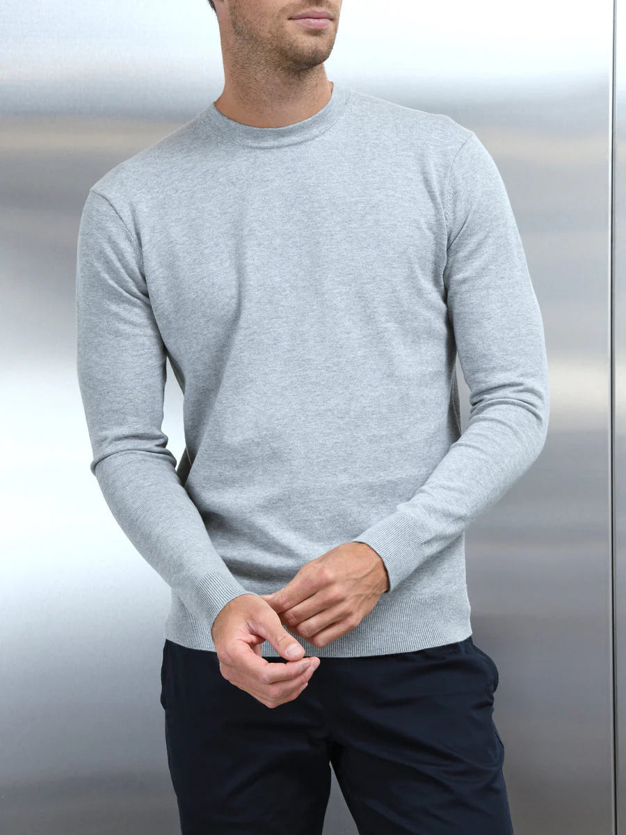 Maumid - Cotton Knitted Crew Neck Sweatshirt